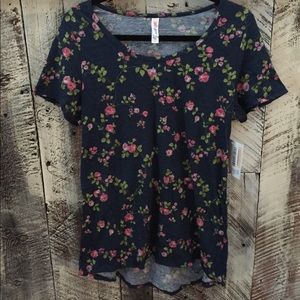 NWT Lularoe Classic T Boho flowers roses navy vintage